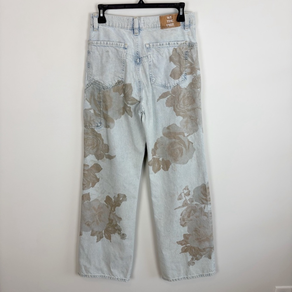 Free People Tinsley Printed Wide Leg Jeans in Daylight Combo Size 28 - Picture 8 of 16